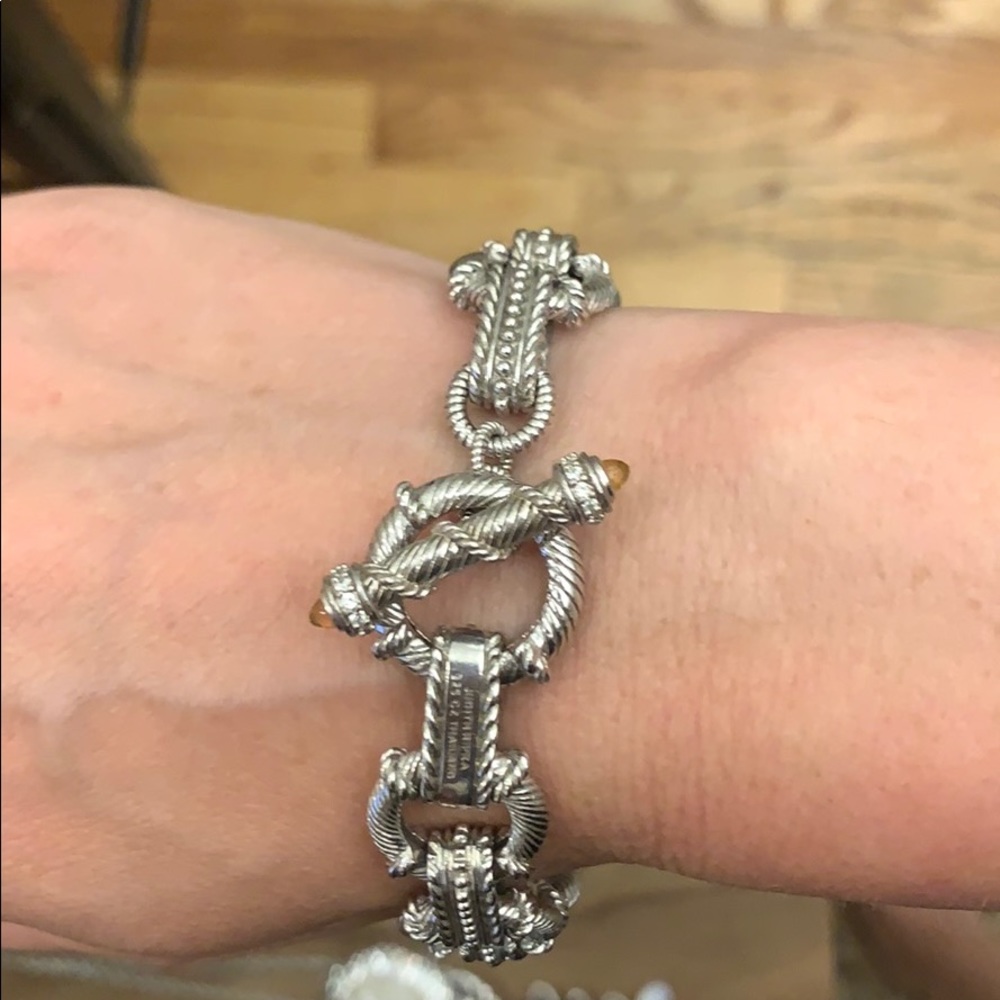 Judith Ripka Link bracelet 925 silver citrine + Cz 8"